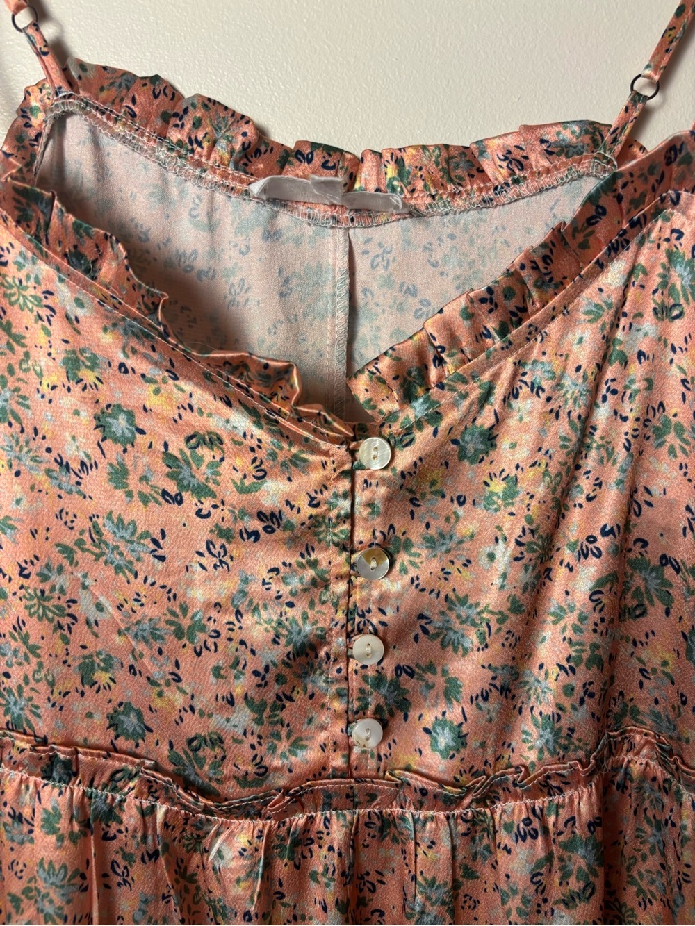 Lucca Floral Pink Tiered Midi Dress with Ruffle Trim, size M - Picture 3 of 13